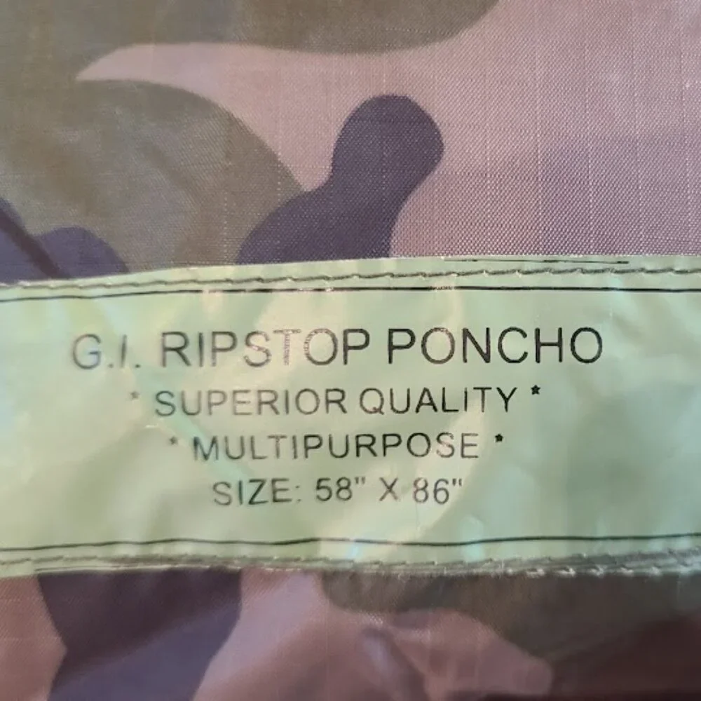 G.I. Style Ripstop Nylon Poncho - Picture 1 of 7